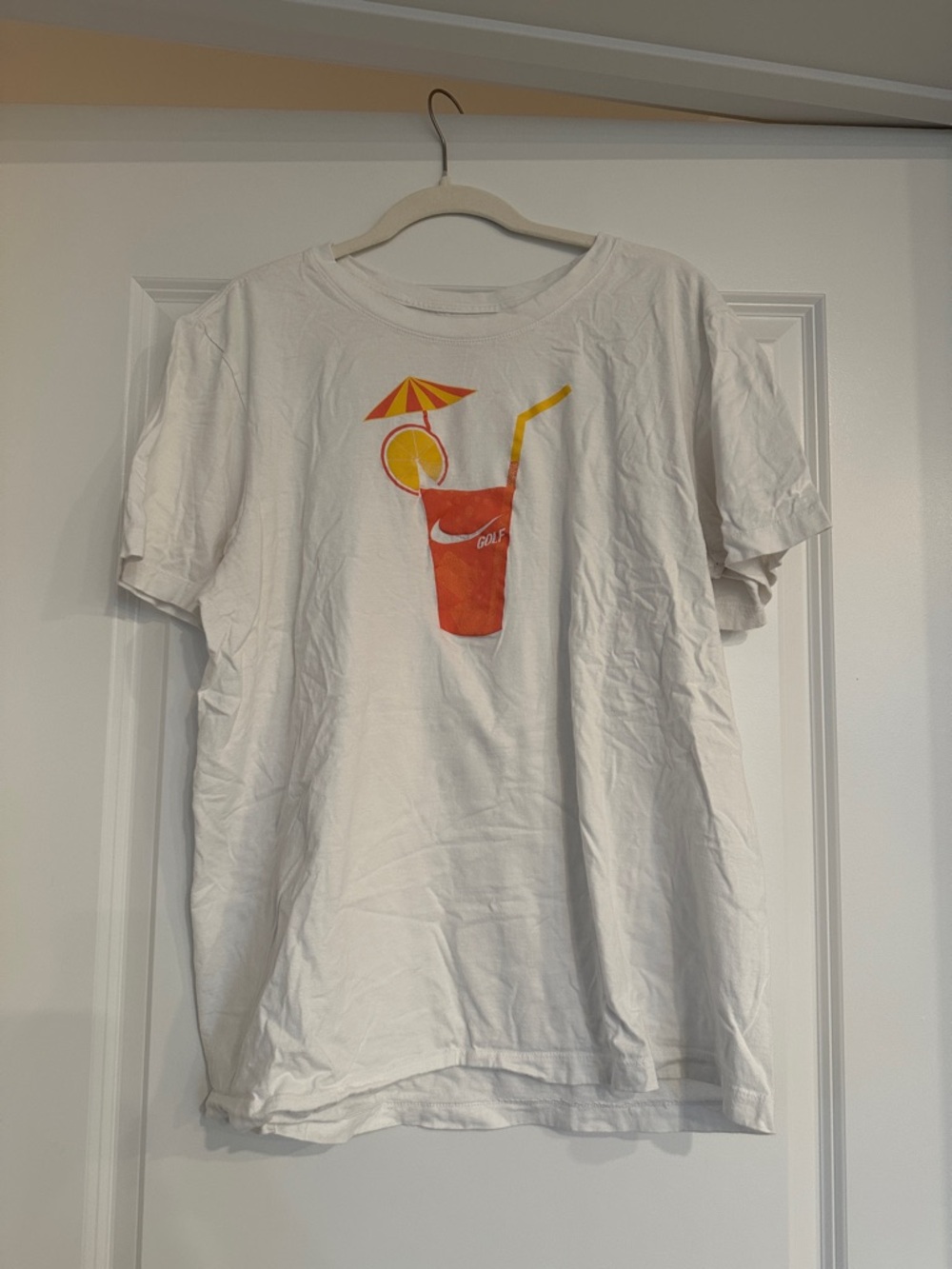 Nike golf White Tee with Tropical Drink Graphic